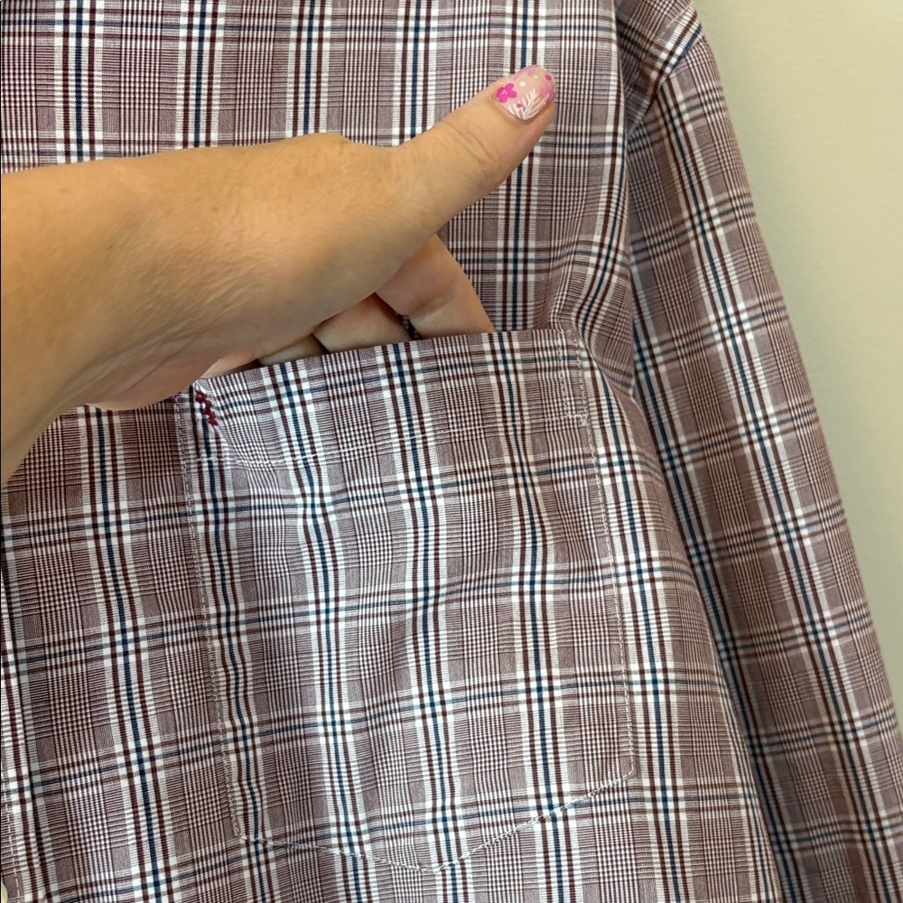 IZOD Men's Casual Maroon/Navy/white Checkered/plaid Shirt Size XL - Picture 6 of 9